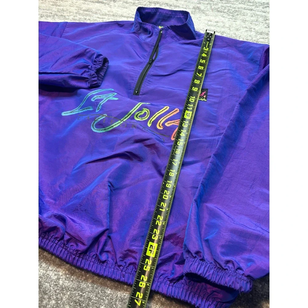 90s Surf Style Windbreaker USA OS Purple La Jolla California 1/4 Zip Retro